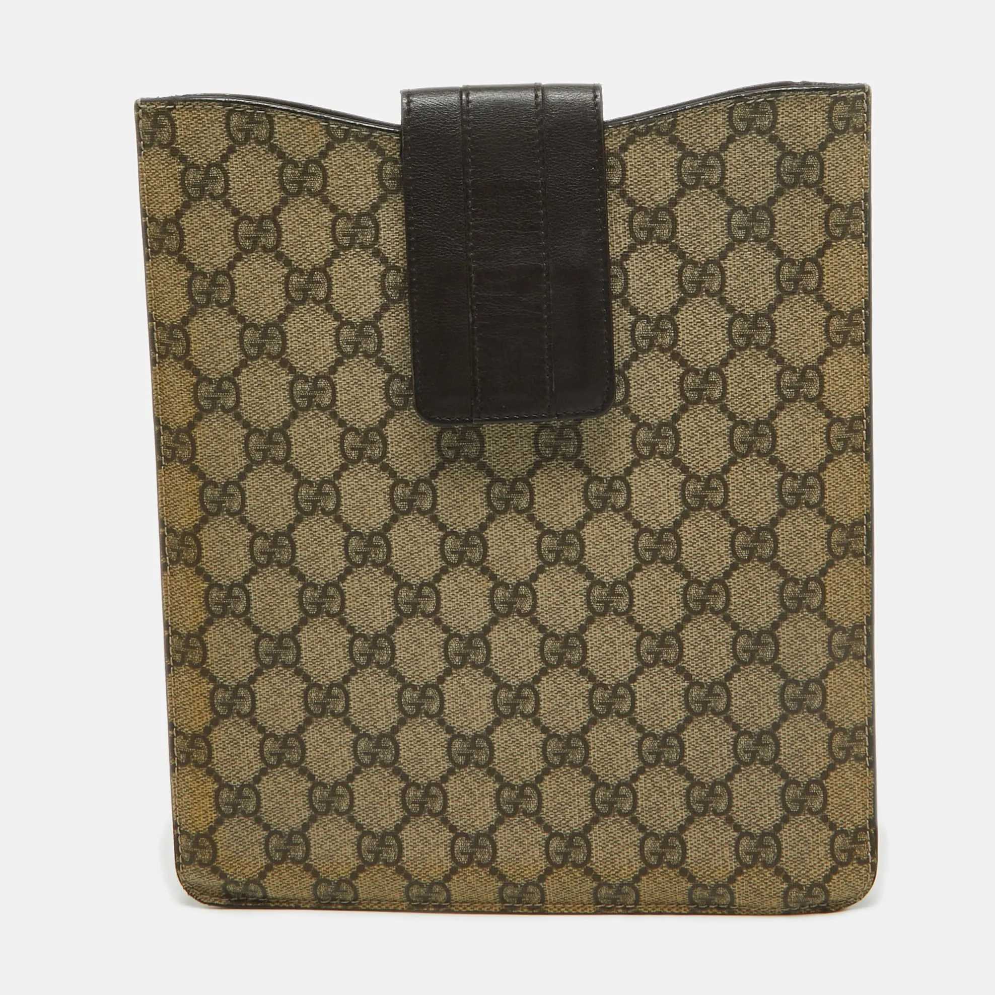 Beige/Brown GG Supreme Canvas and Leather iPad Case