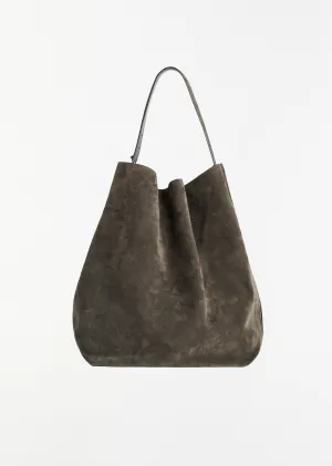 Belted Suede Tote — Granite