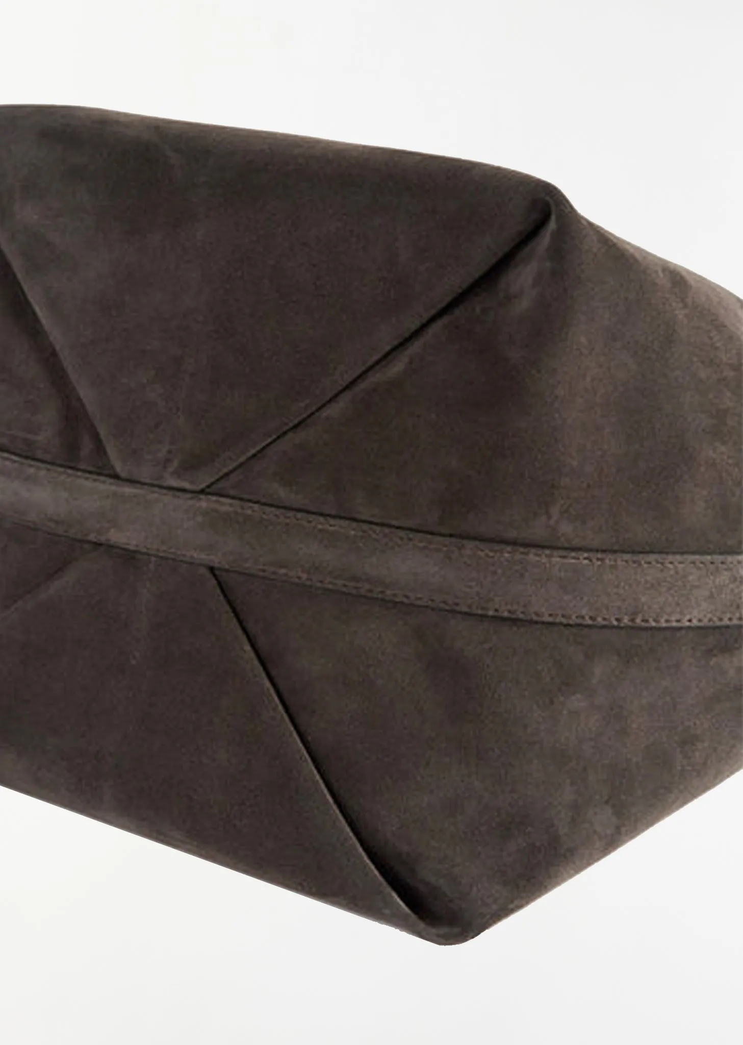 Belted Suede Tote — Granite