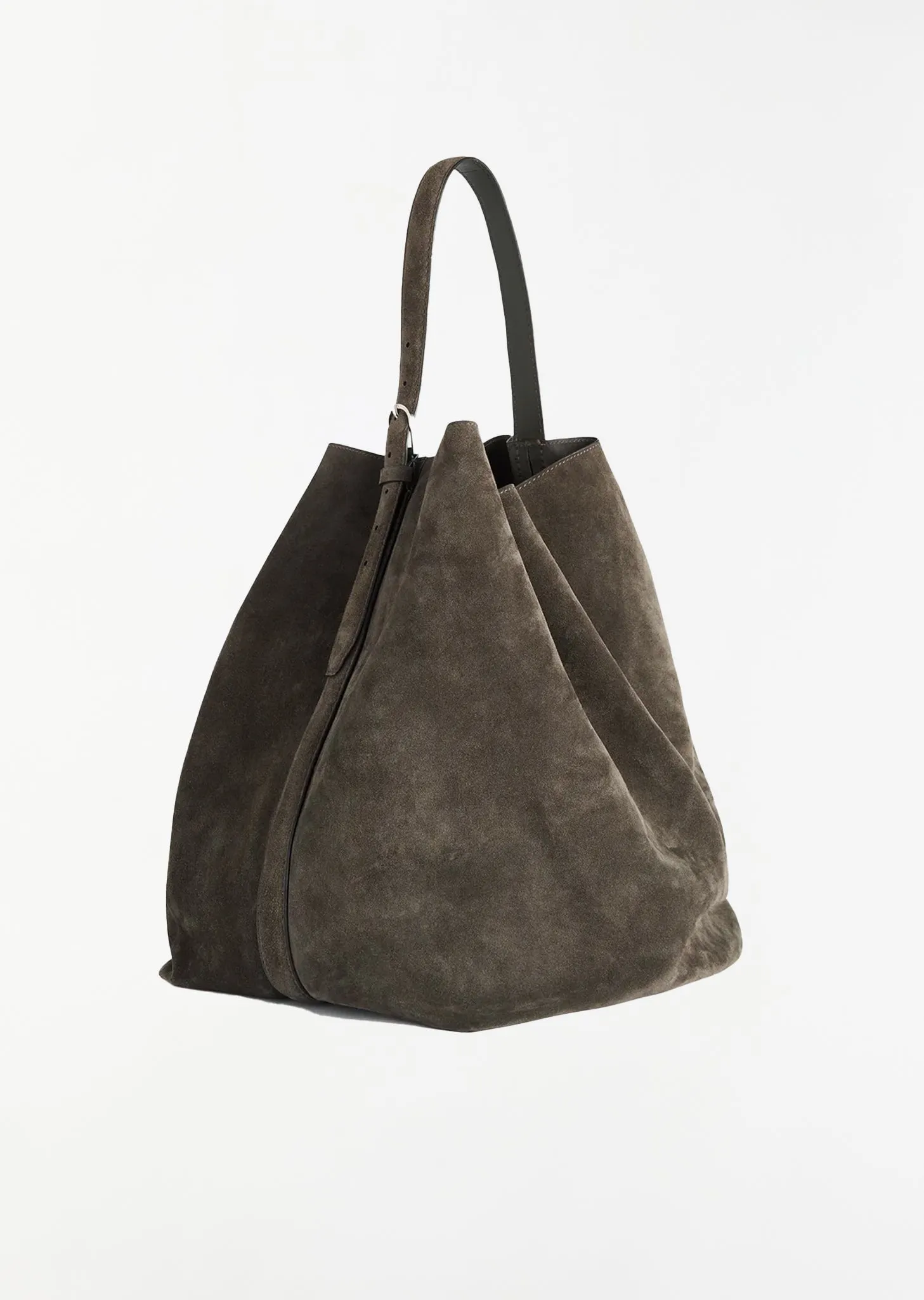 Belted Suede Tote — Granite