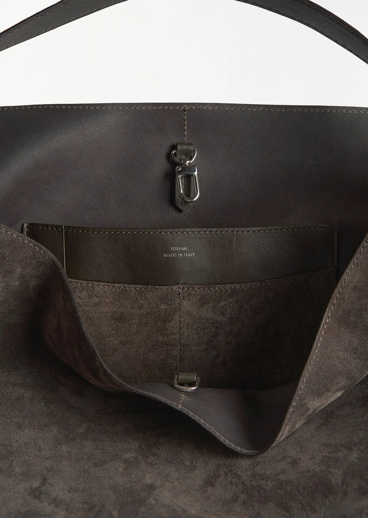 Belted Suede Tote — Granite