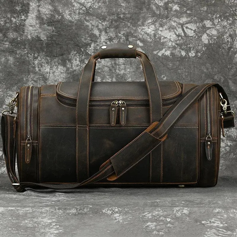 Big Capacity Leather Baggage Bag for Men Travel Weekender