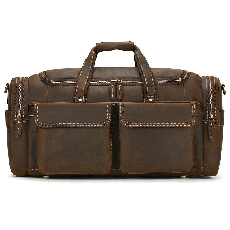 Big Capacity Leather Baggage Bag for Men Travel Weekender