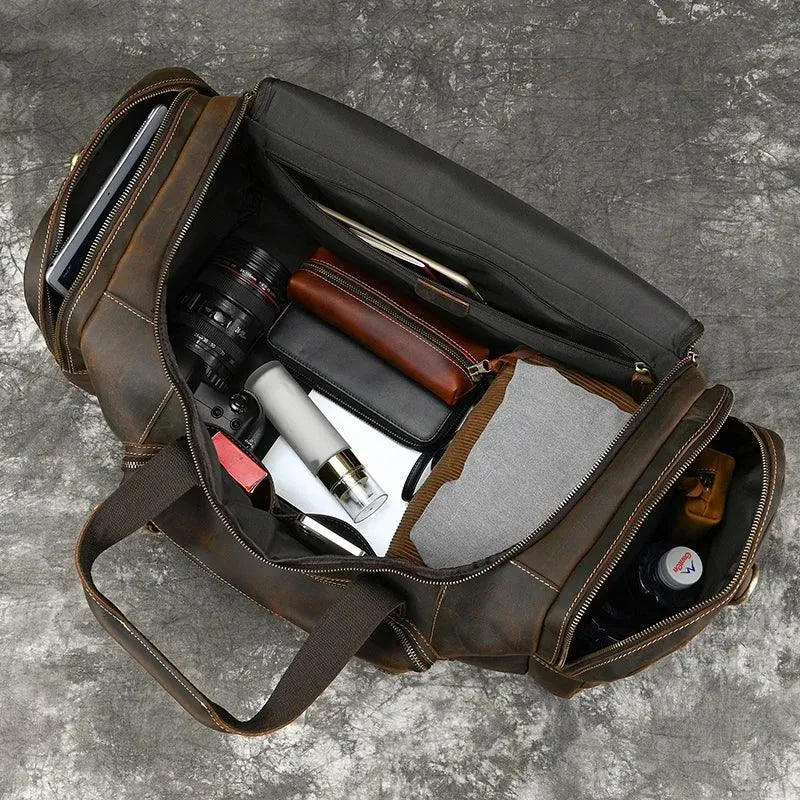 Big Capacity Leather Baggage Bag for Men Travel Weekender
