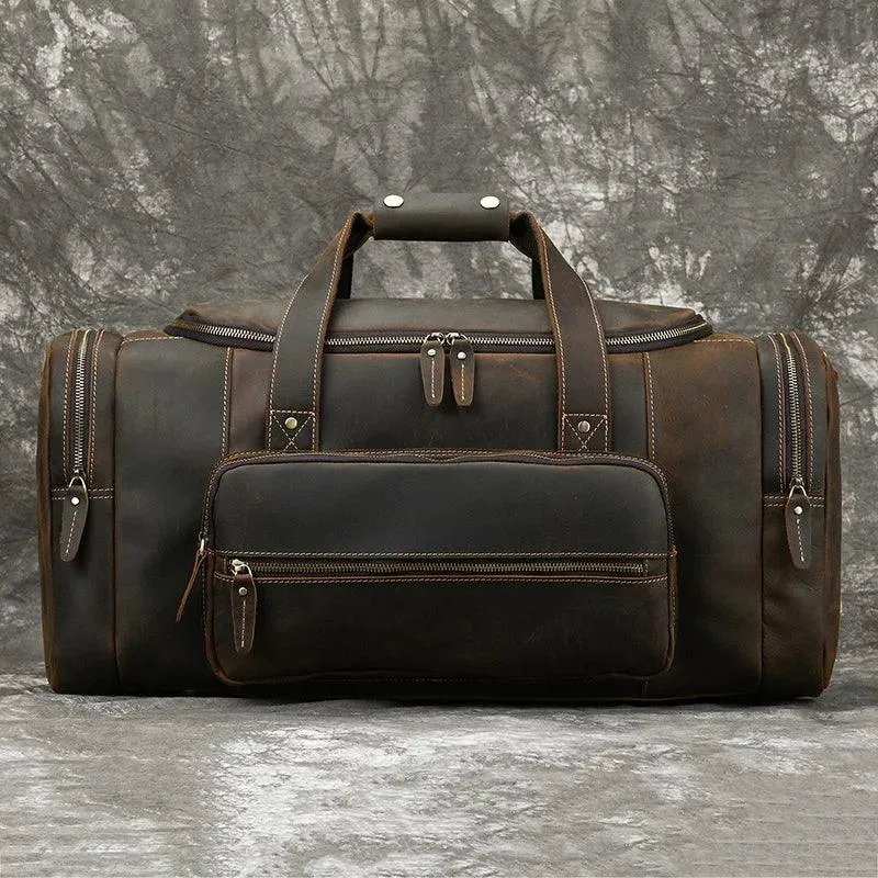 Big Capacity Leather Baggage Bag for Men Travel Weekender