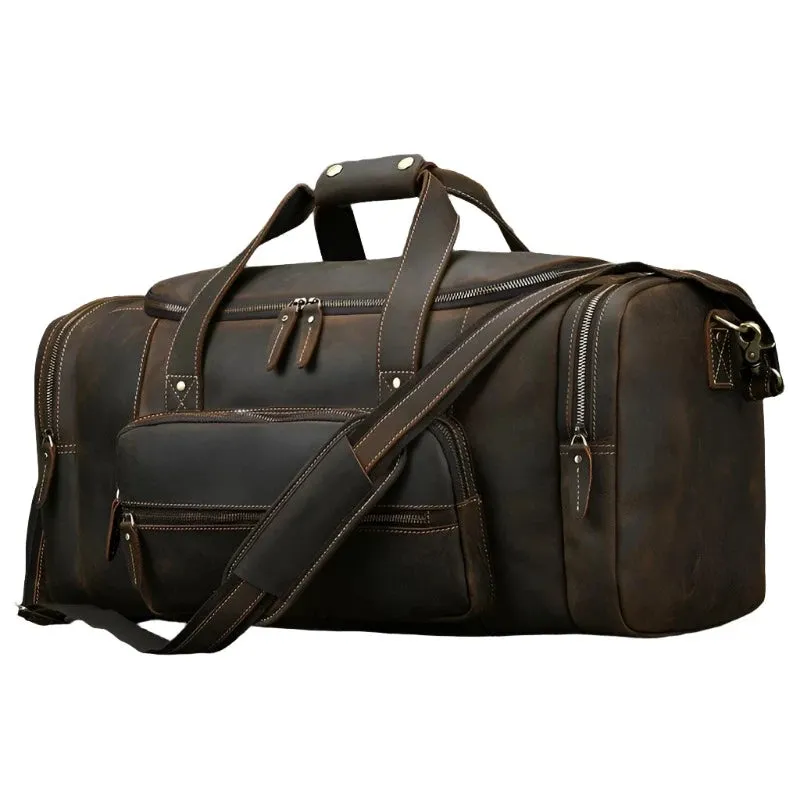 Big Capacity Leather Baggage Bag for Men Travel Weekender
