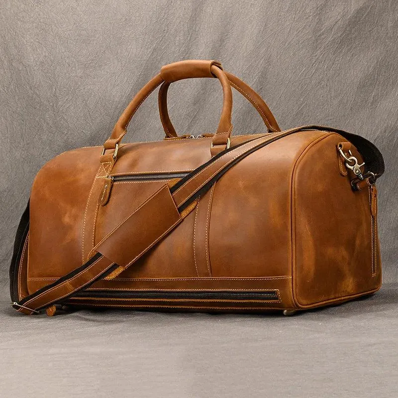 Big Capacity Leather Baggage Bag for Men Travel Weekender