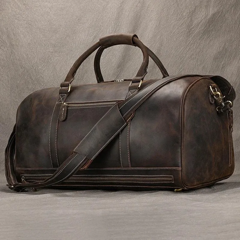 Big Capacity Leather Baggage Bag for Men Travel Weekender