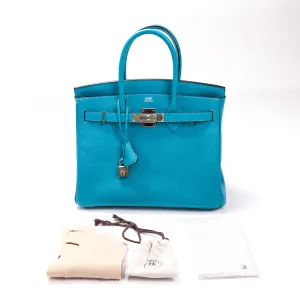 Birkin 30 Turquoise in Chèvre Leather PHW