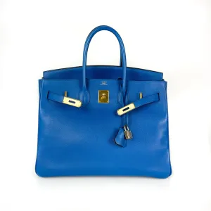 Birkin 35 in Blue Chourchevel Leather