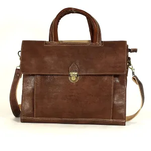 Biyadina Premium Vintage Messenger Leather Bag Handmade Satchel Dark Brown - Timeless Elegance for Professionals
