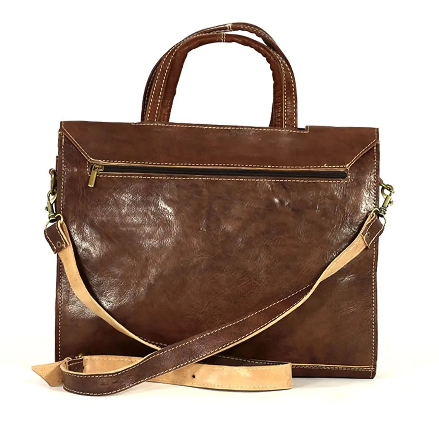 Biyadina Premium Vintage Messenger Leather Bag Handmade Satchel Dark Brown - Timeless Elegance for Professionals