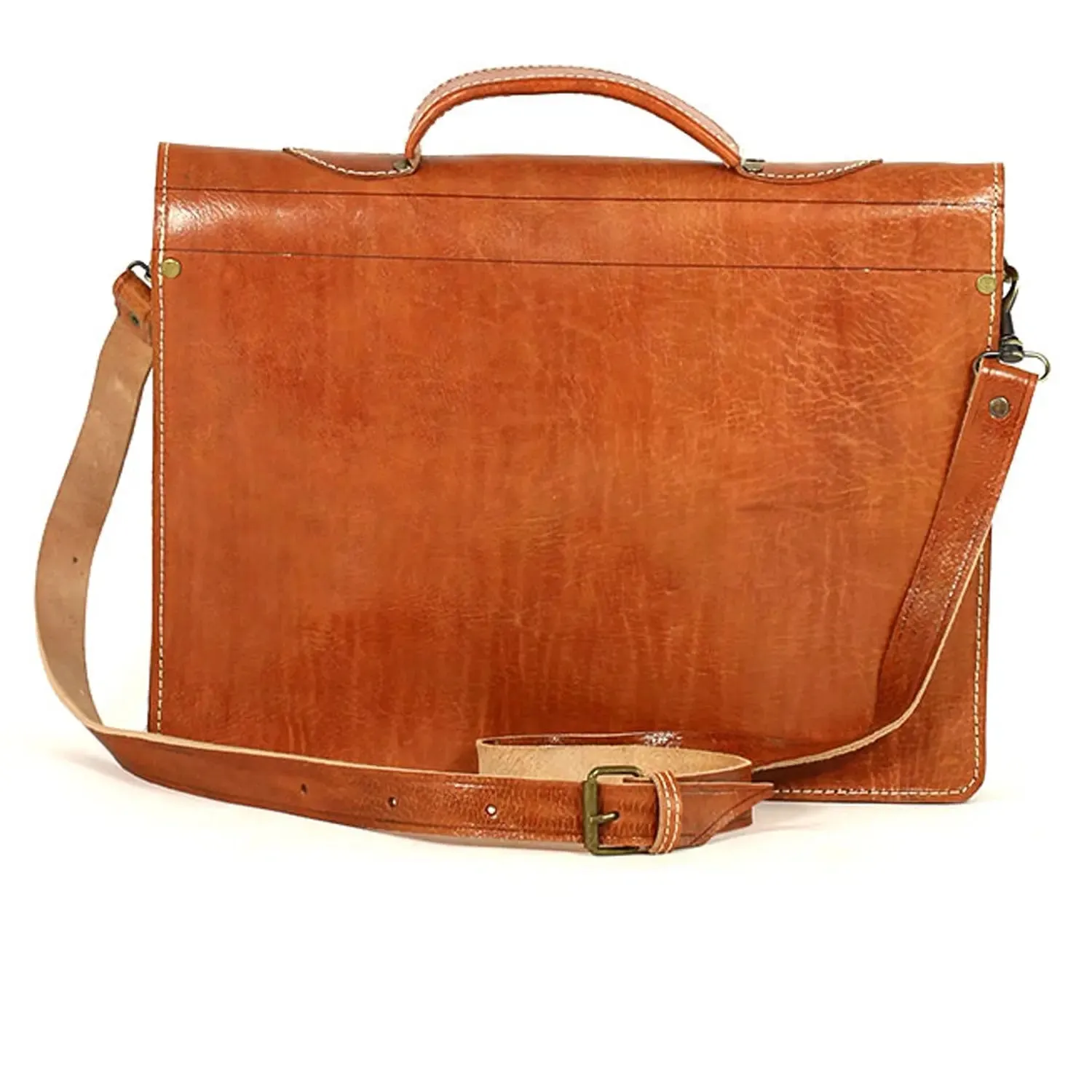 Biyadina Premium Vintage Messenger Leather Bag Handmade Satchel Red Antique Cowhide Leather