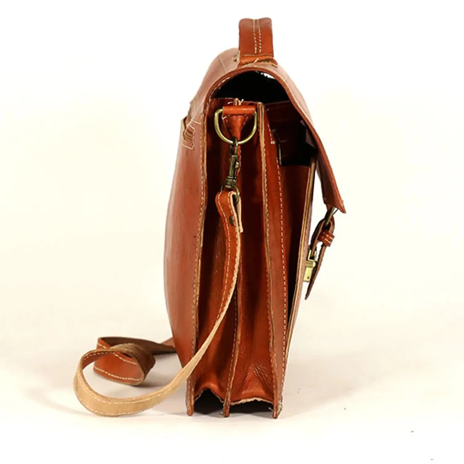 Biyadina Premium Vintage Messenger Leather Bag Handmade Satchel Red - handmade by our highly expert craftsman