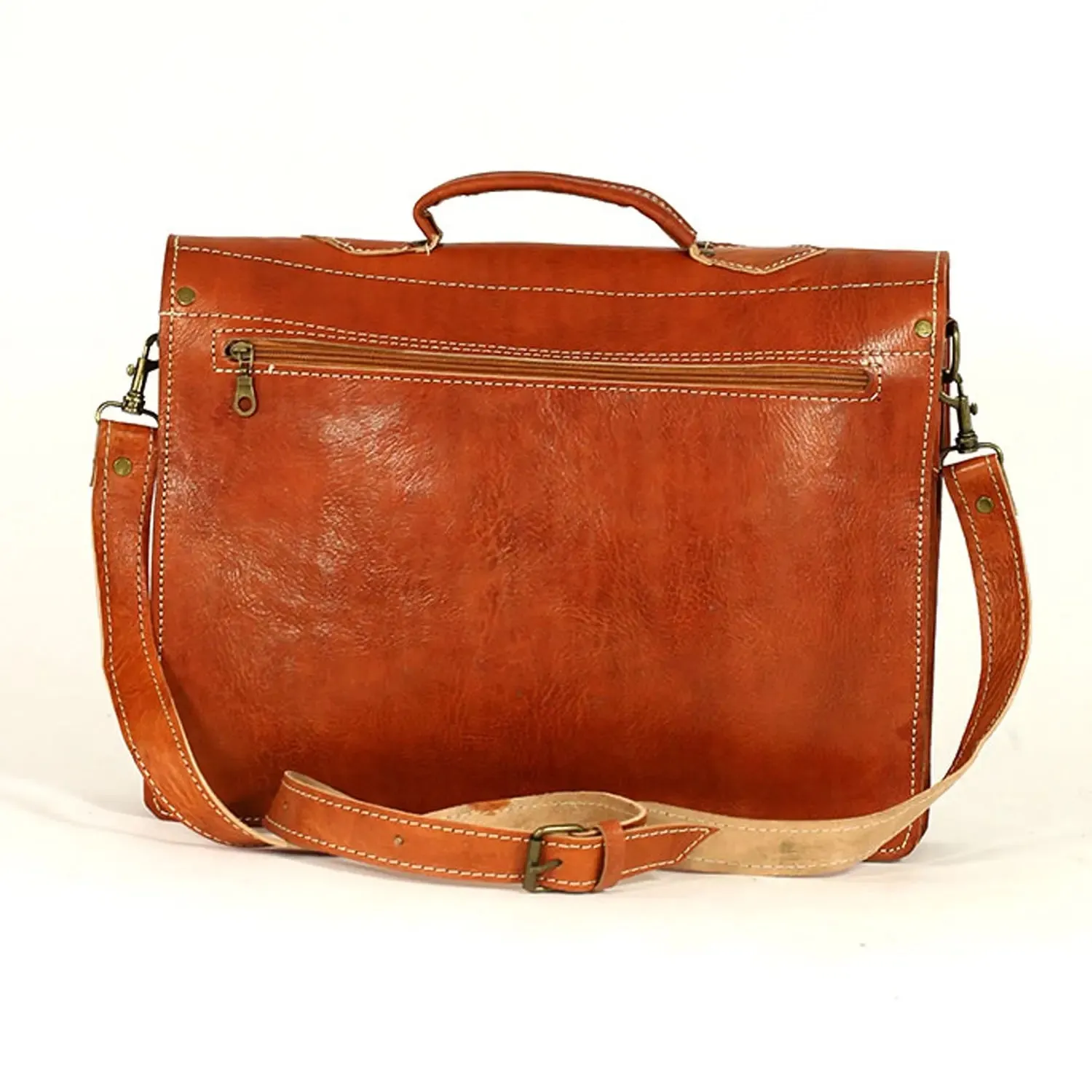 Biyadina Premium Vintage Messenger Leather Bag Handmade Satchel Red - handmade by our highly expert craftsman