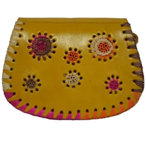 Biyadina Store Handbag Purse - Gold - Stylish & Functional Travel Accessory - Premium Calfskin Leather & Kilim - Multiple Compartments