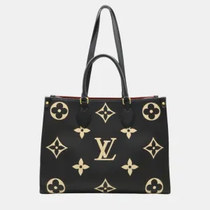 Black Beige Monogram Empreinte On the Go MM Tote Bag
