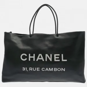 Black Calfskin Essential Large Tote Bag
