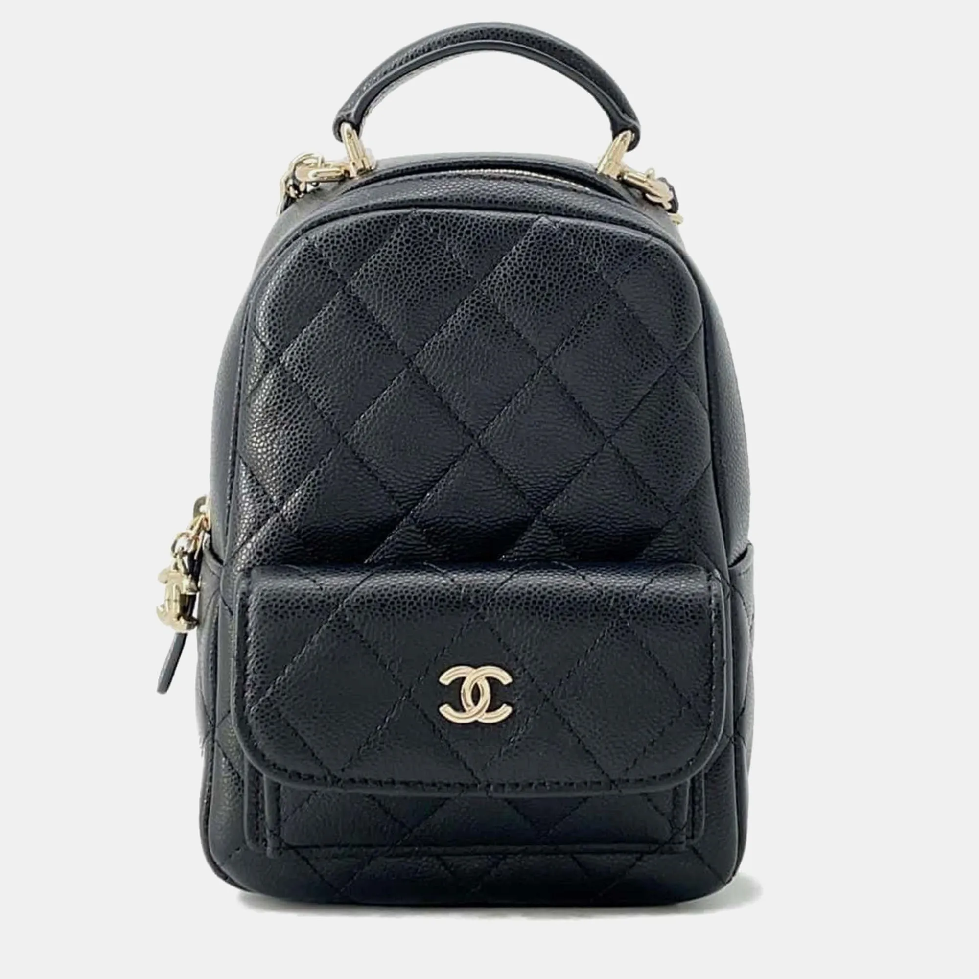 Black Caviar Leather Matelasse Backpack Size Mini