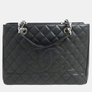 Black Caviar Skin GST Matelasse Chain Tote Bag