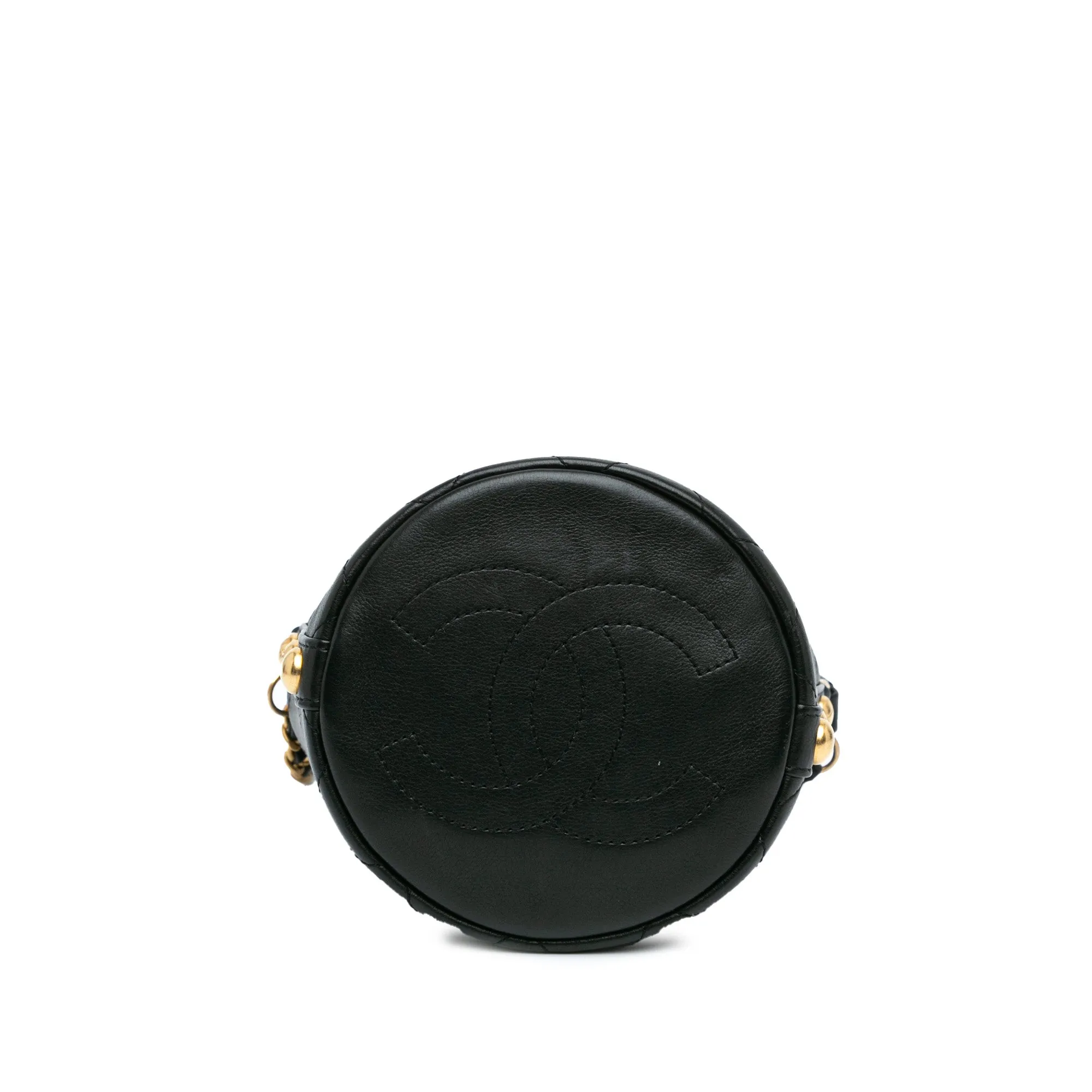 Black Chanel Small CC Calfskin and Tweed Drawstring Bucket Bag Satchel