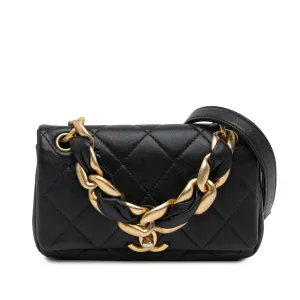 Black Chanel Small Quilted Lambskin Chain is More Flap Satchel