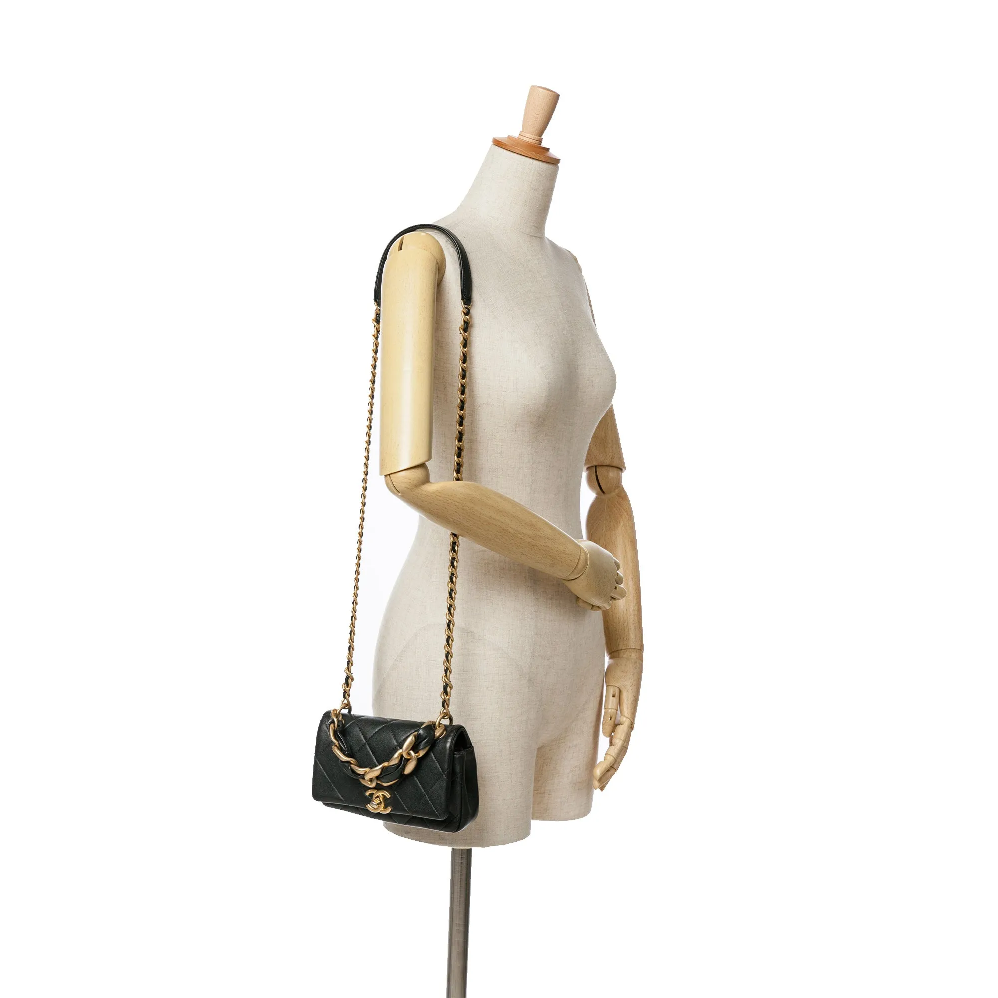 Black Chanel Small Quilted Lambskin Chain is More Flap Satchel