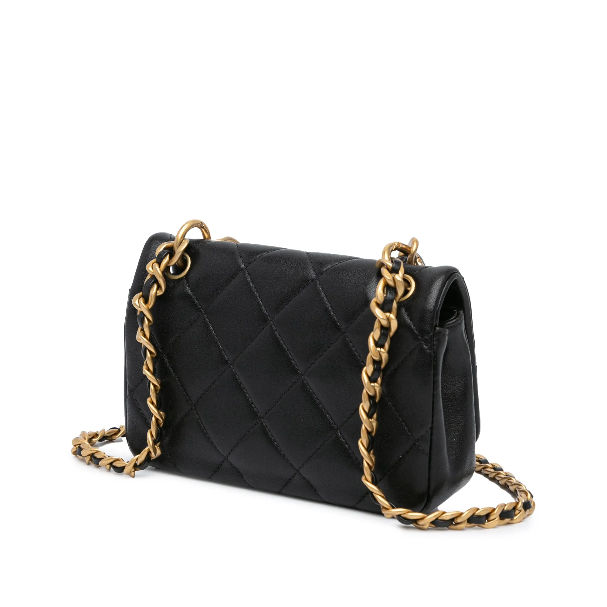 Black Chanel Small Quilted Lambskin Chain is More Flap Satchel