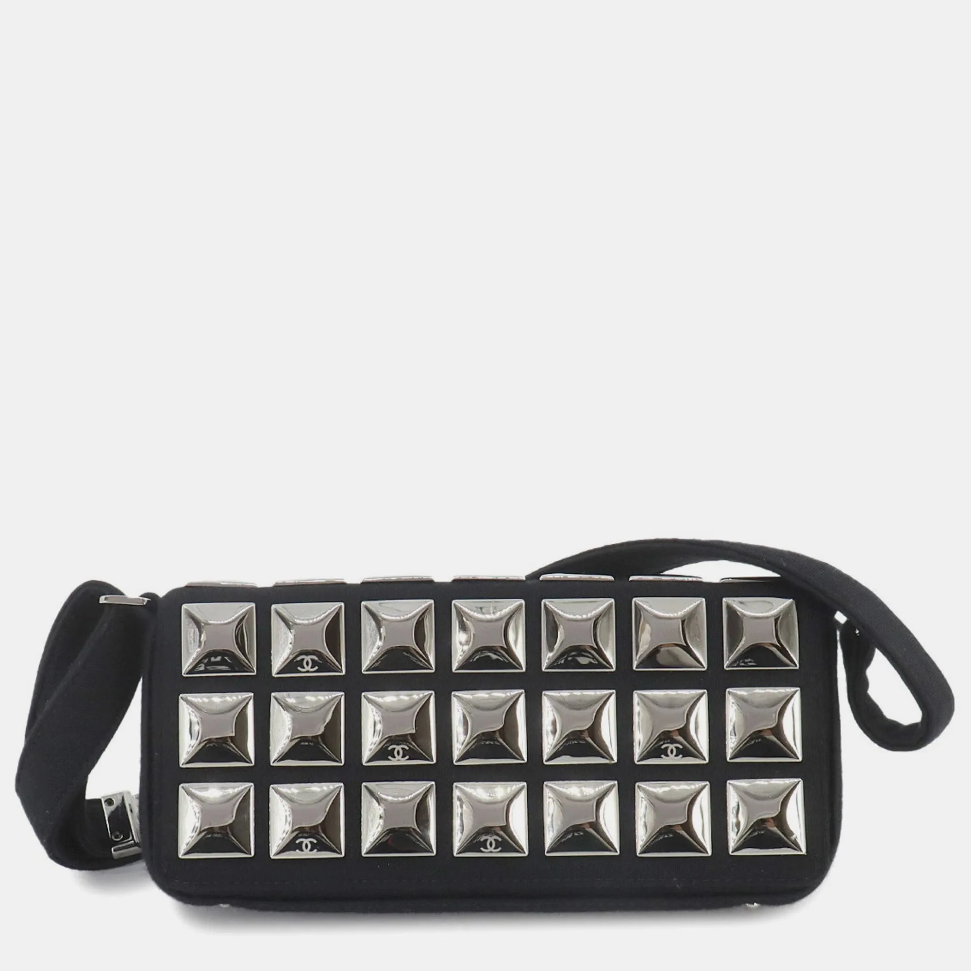 Black Cotton Jersey Chocolate Bar Shoulder Bag