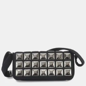 Black Cotton Jersey Chocolate Bar Shoulder Bag