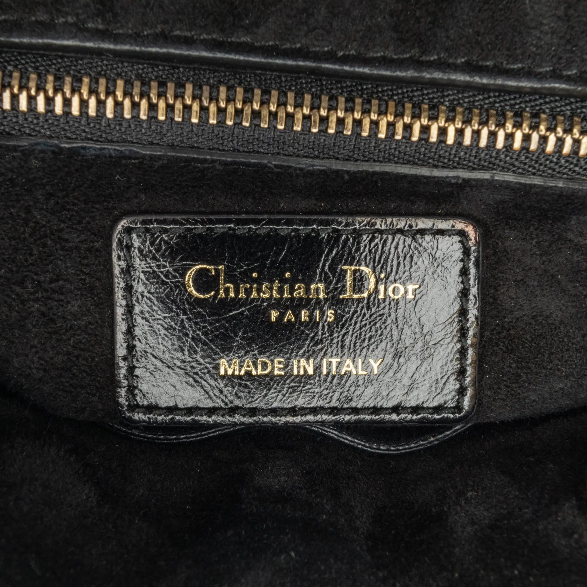 Black Dior Small Crinkled Patent Cannage Lucky Badges My Lady Dior Satchel
