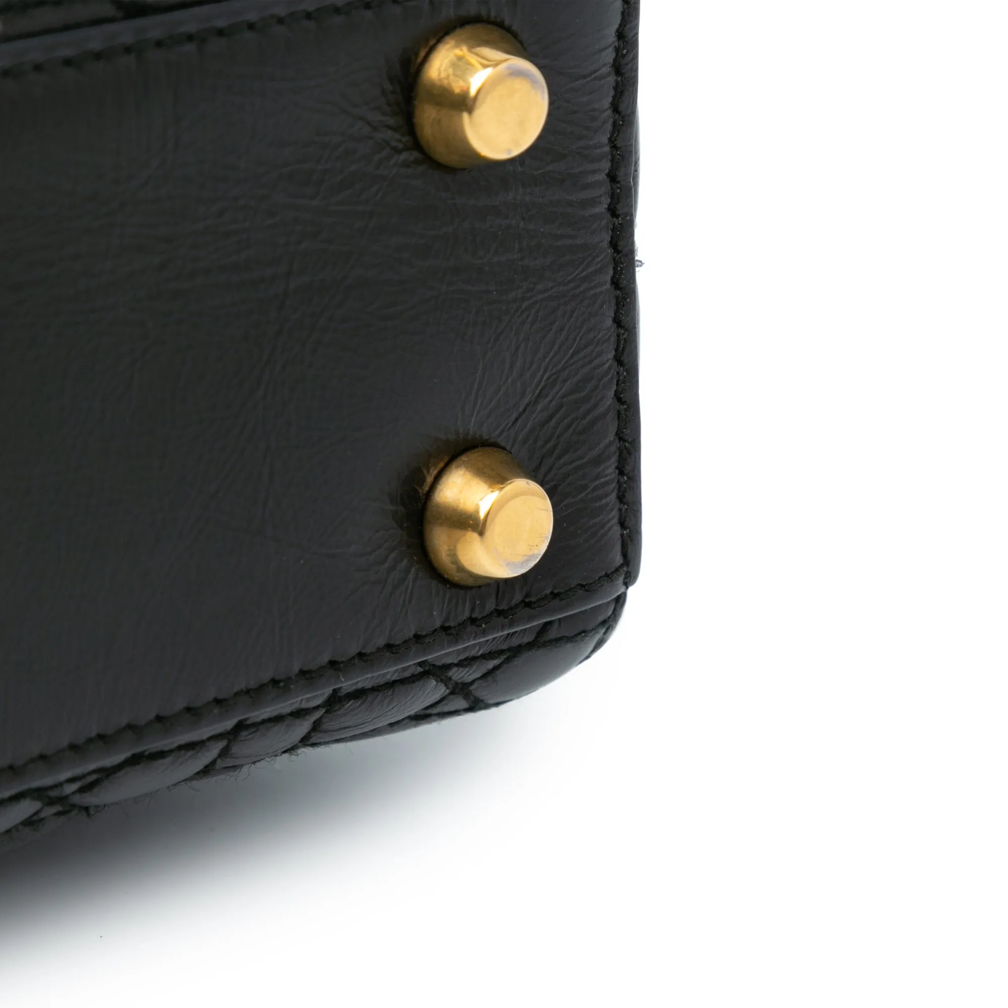 Black Dior Small Crinkled Patent Cannage Lucky Badges My Lady Dior Satchel