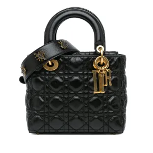 Black Dior Small Crinkled Patent Cannage Lucky Badges My Lady Dior Satchel