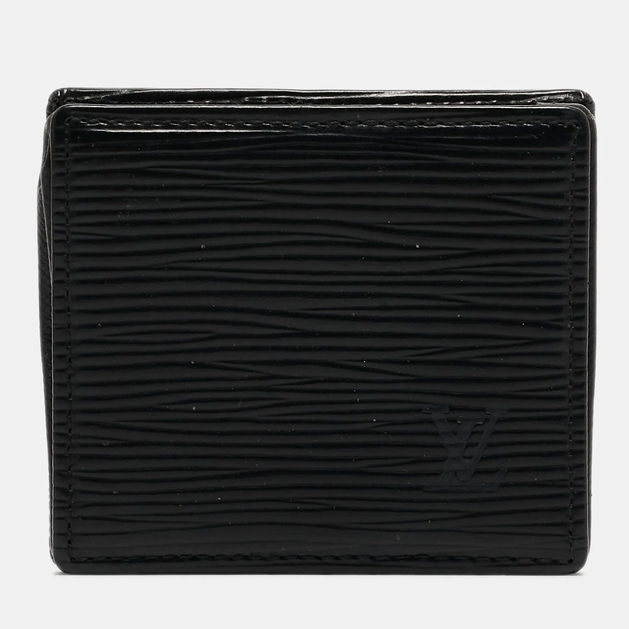 Black Epi Leather Porte-Monnaie Boite Coin Purse