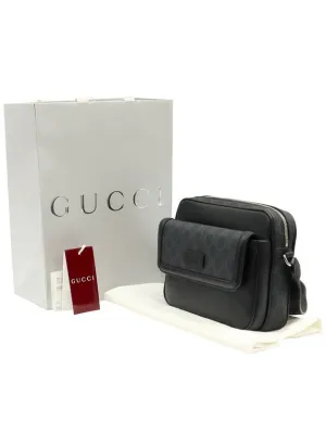 Black GG Supreme Canvas Leather Small Messenger Cross Bag 795464