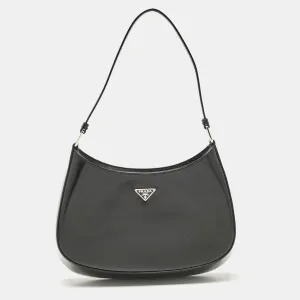 Black Glossy Leather Cleo Hobo