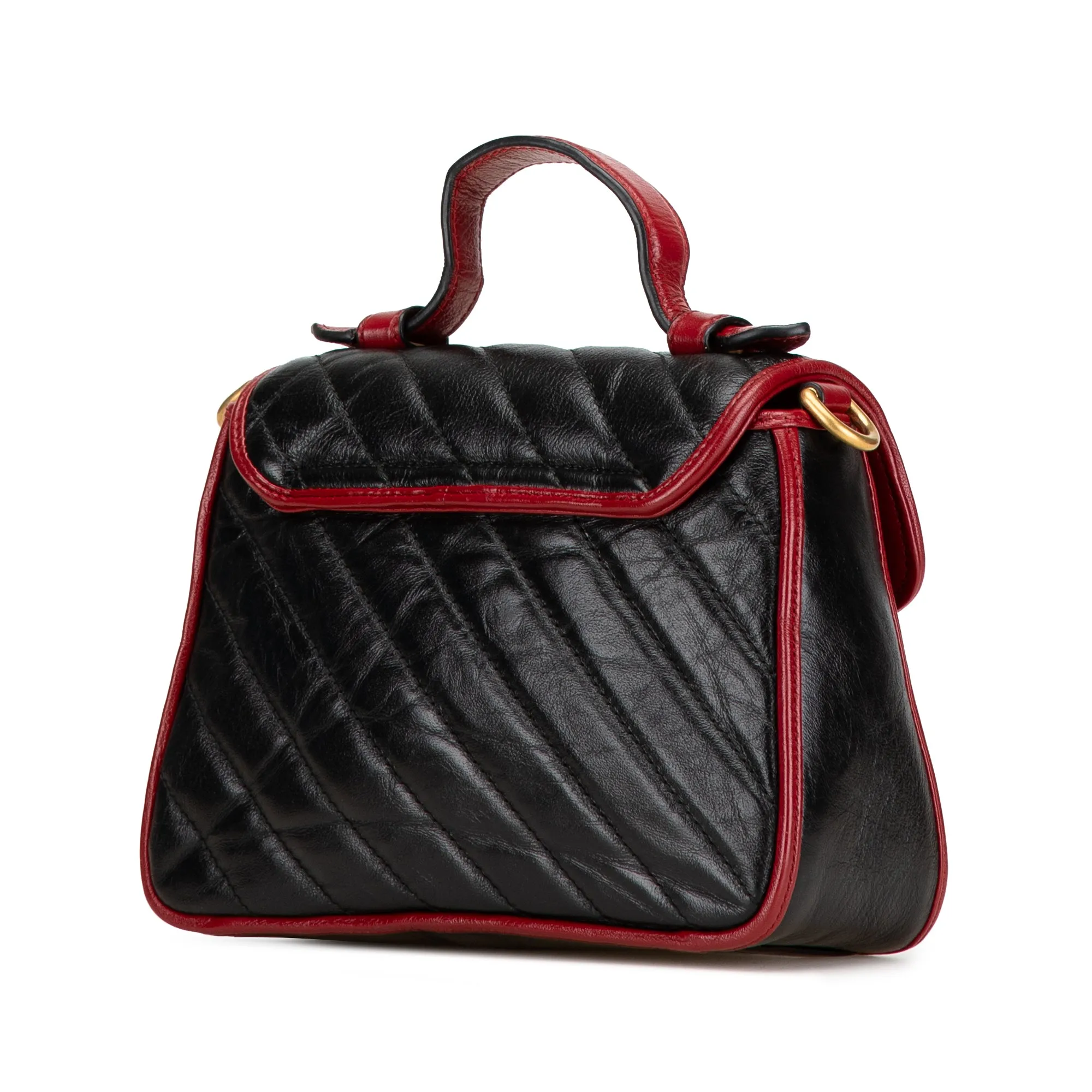 Black Gucci Mini GG Marmont Torchon Top Handle Bag Satchel