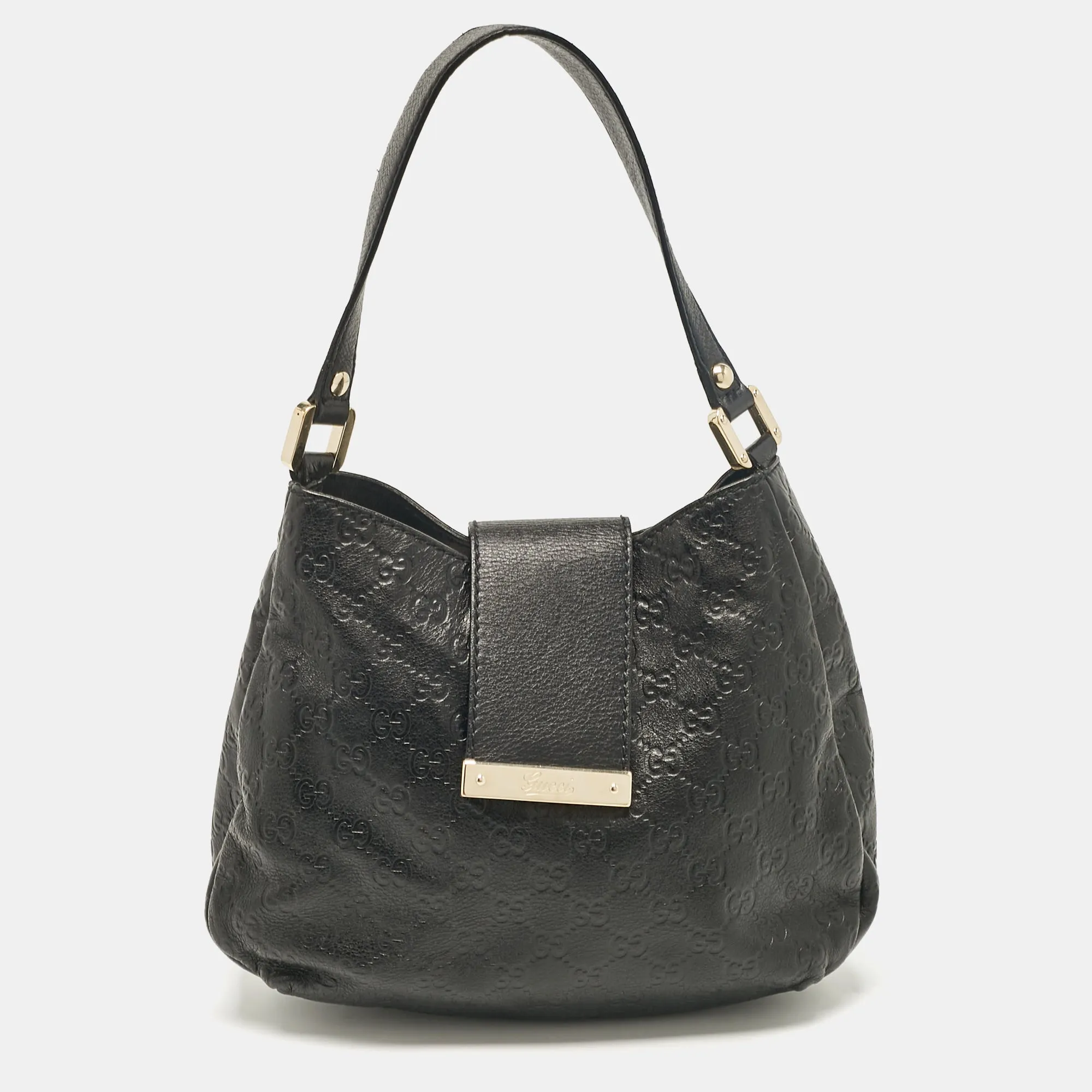Black Guccissima Leather Medium New Ladies Web Hobo