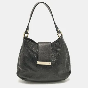 Black Guccissima Leather Medium New Ladies Web Hobo