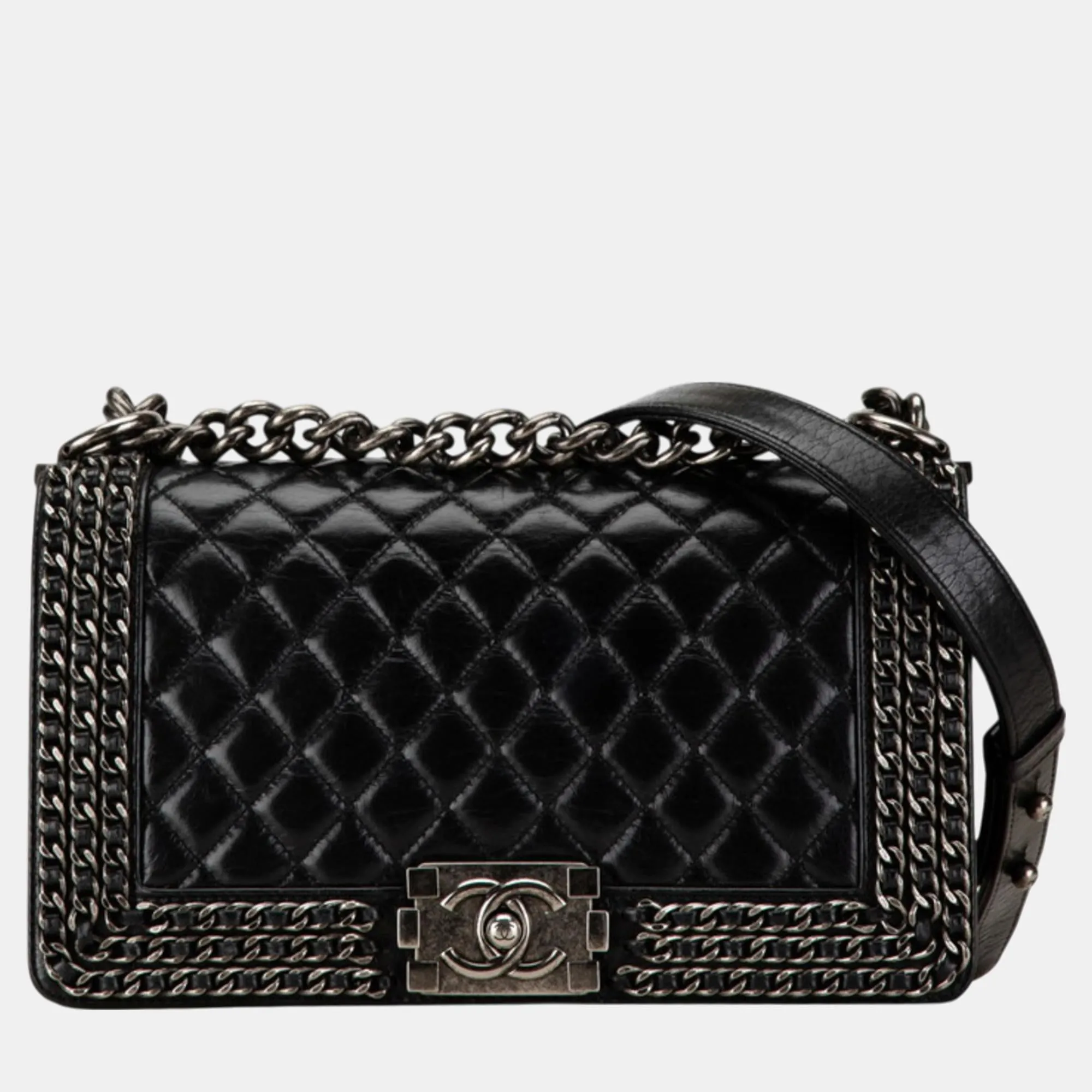 Black Lambskin Bou Chain shoulder bag
