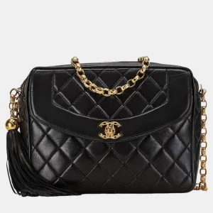 Black Lambskin Matelasse Coco Mark Chain Shoulder Bag