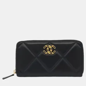 Black Leather 19 Continental Wallet