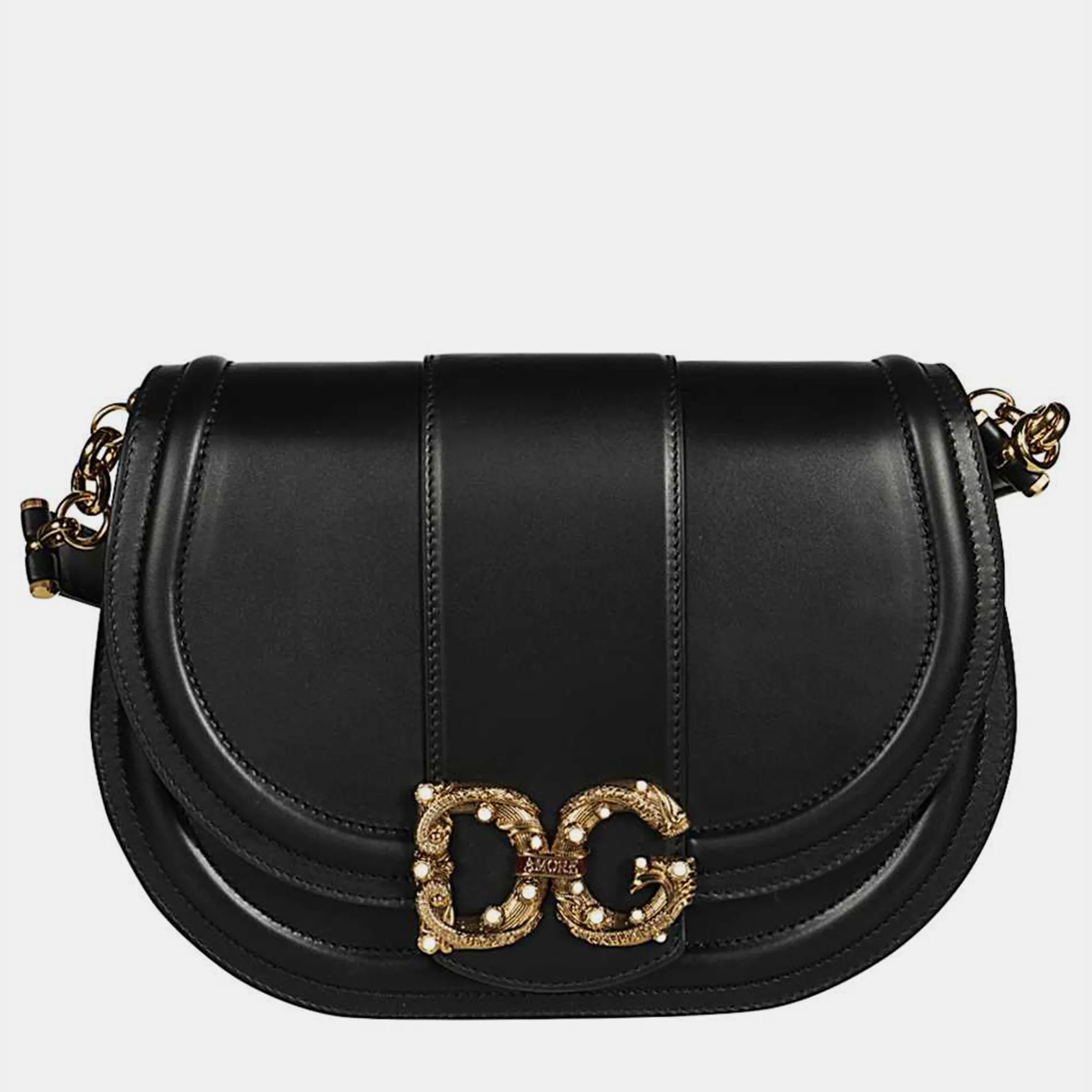 Black  Leather  Amore Messanger Bag