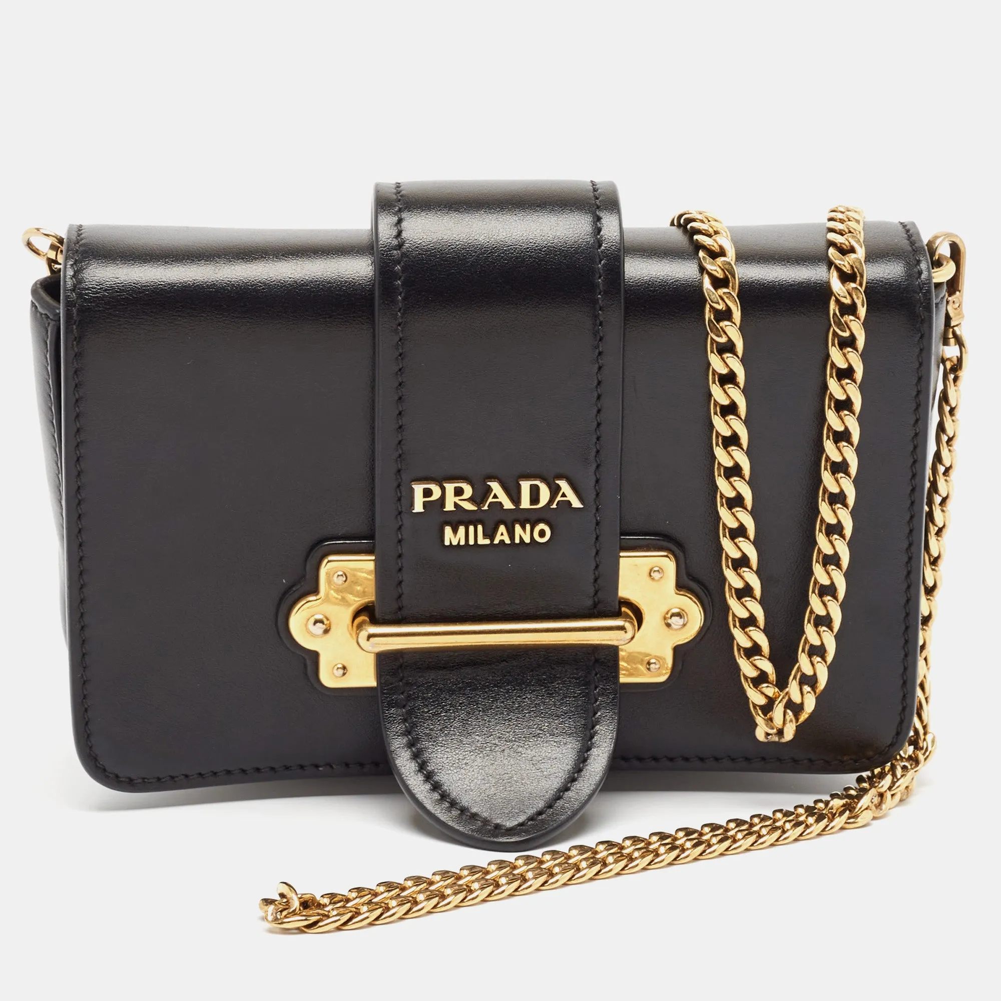 Black Leather Cahier Convertible Belt Bag