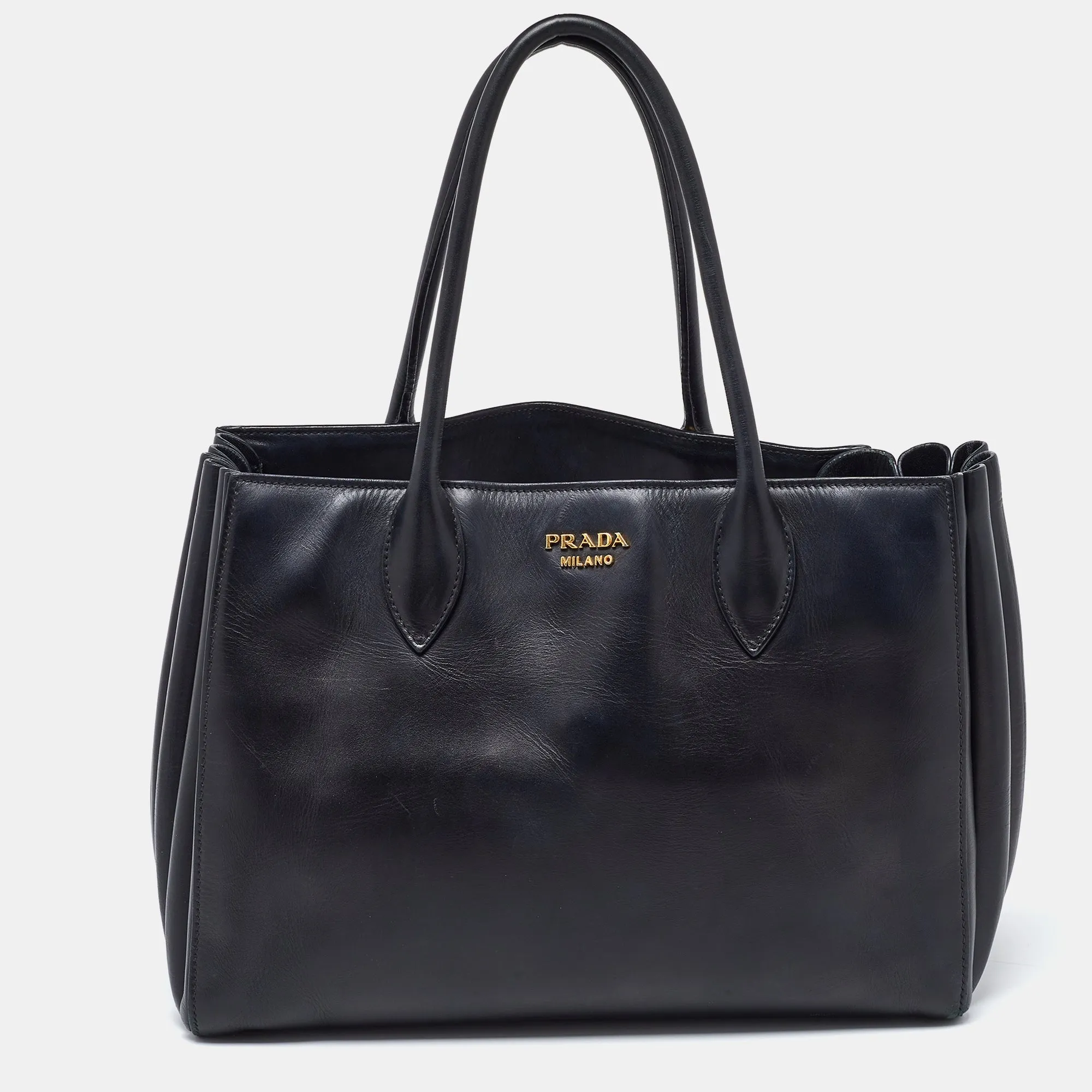 Black Leather City Bibliotheque Tote