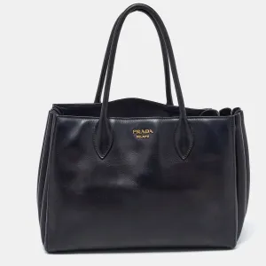 Black Leather City Bibliotheque Tote