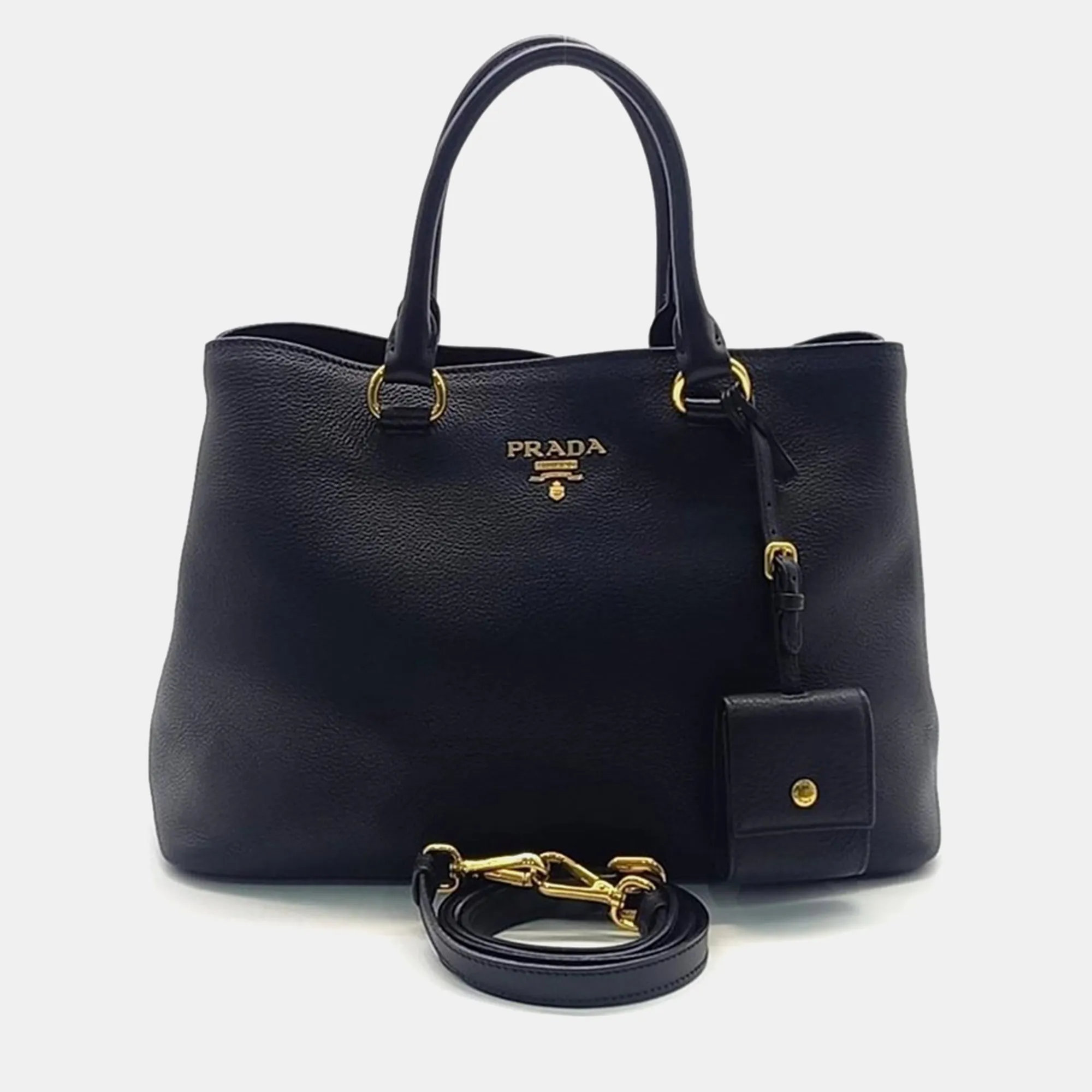 Black Leather Large Vitello Daino Hobo Bag