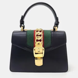 Black Leather Mini Top Handle Bag