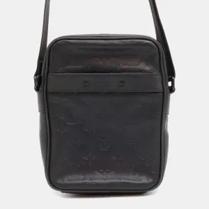Black Leather Monogram Shadow Danube PM Crossbody Bag