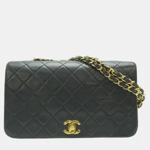Black Leather Turnlock Flap Bag Shoulder Bag